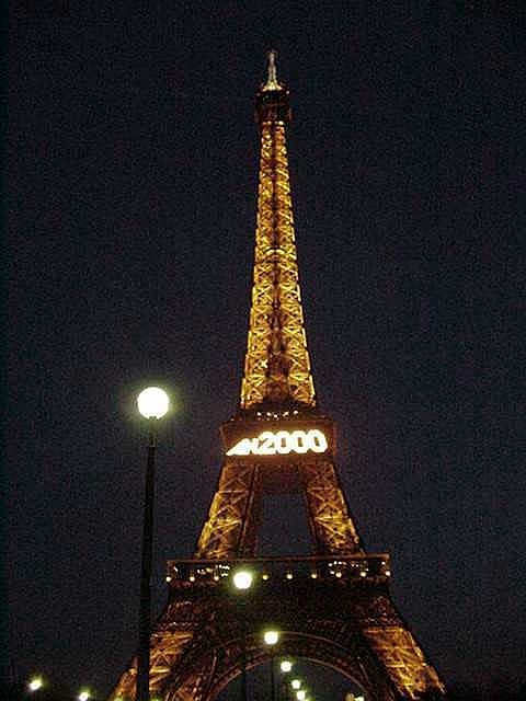 eiffel tower at night stock image