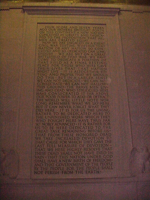 Lincoln Memorial Interior - Gettysburg Address